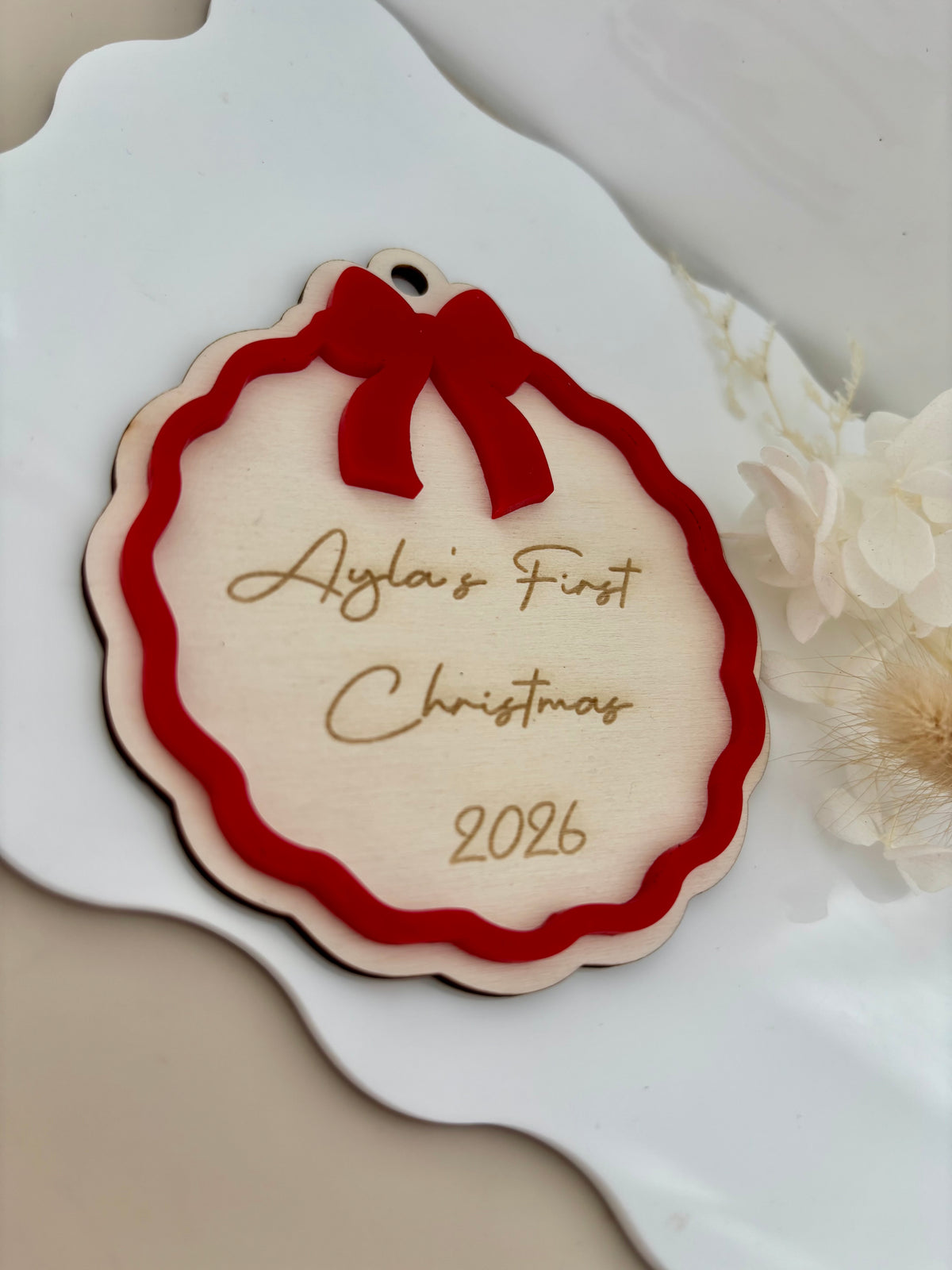 Personalised First Christmas Ornament Bow