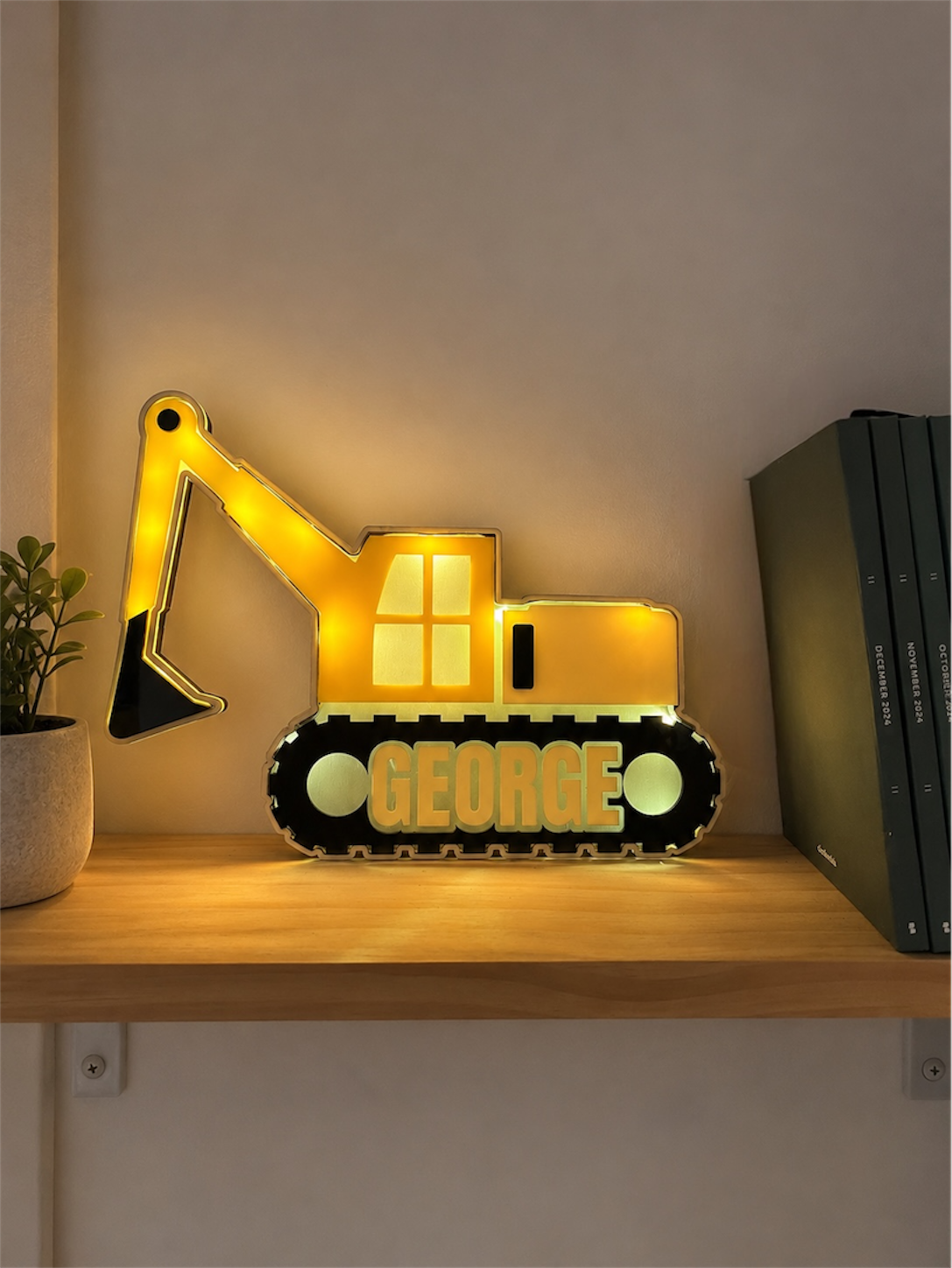 Personalised Digger Night Light for Kids