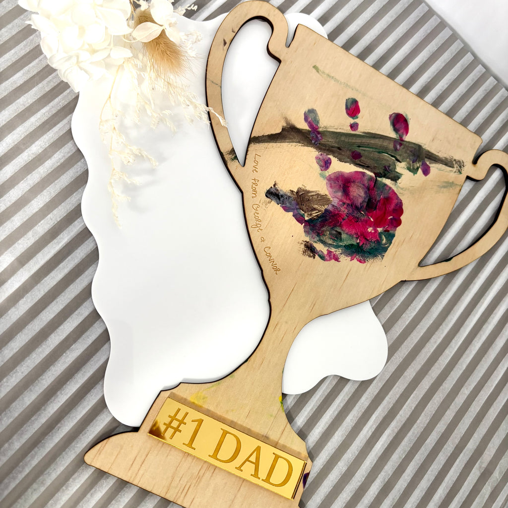#1 Dad Wooden Trophy Keepsake