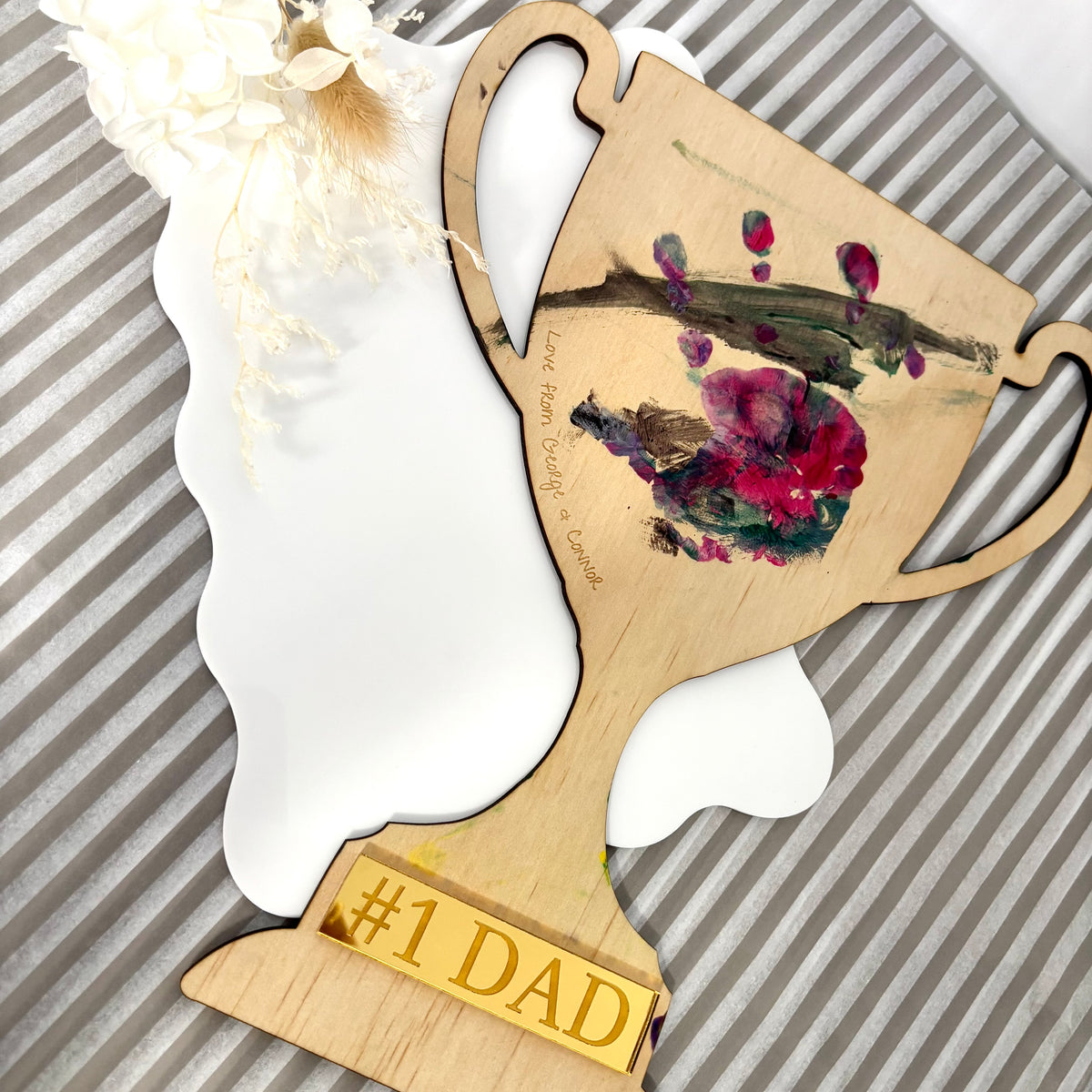 #1 Dad Wooden Trophy Keepsake