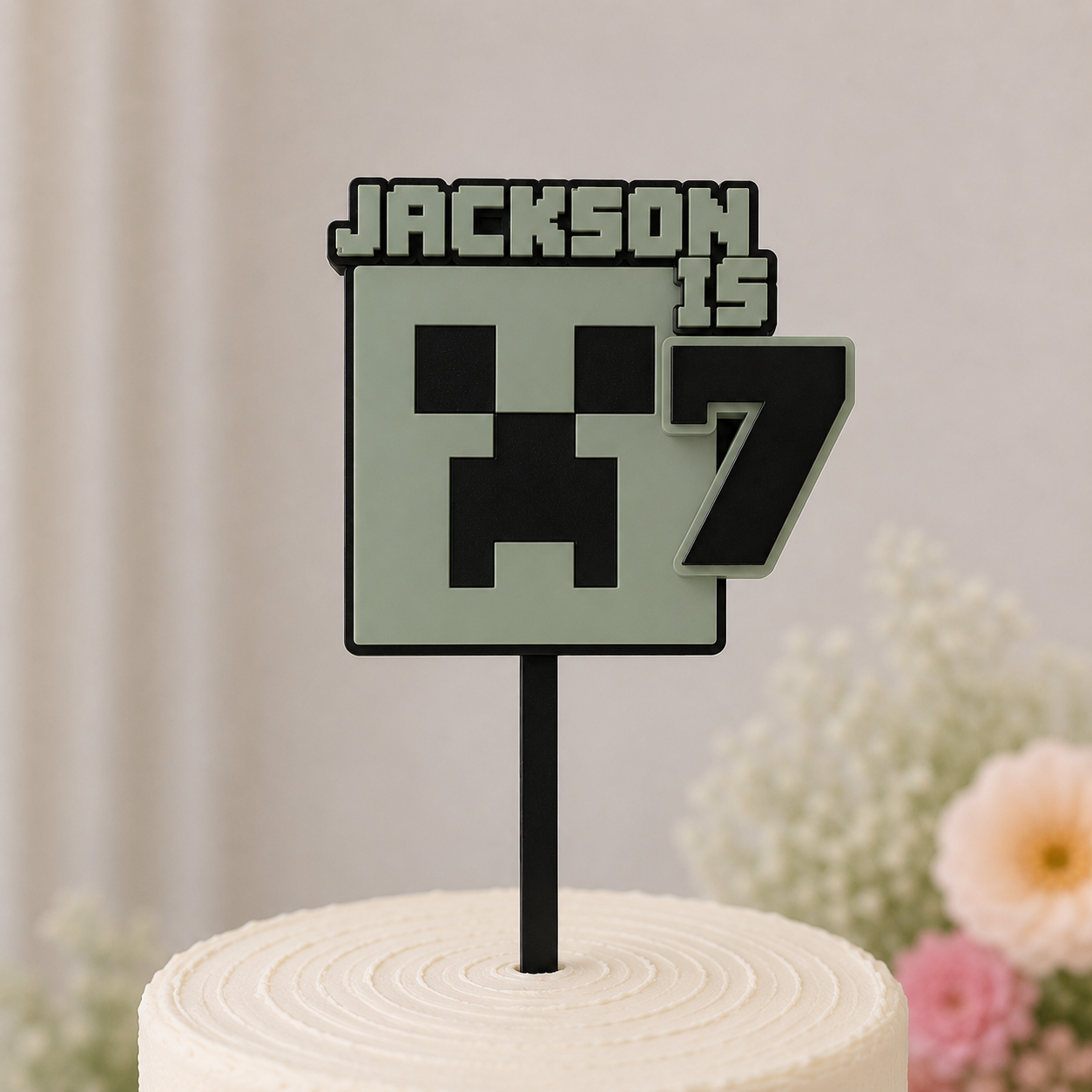 Minecraft-Inspired Custom Cake Topper