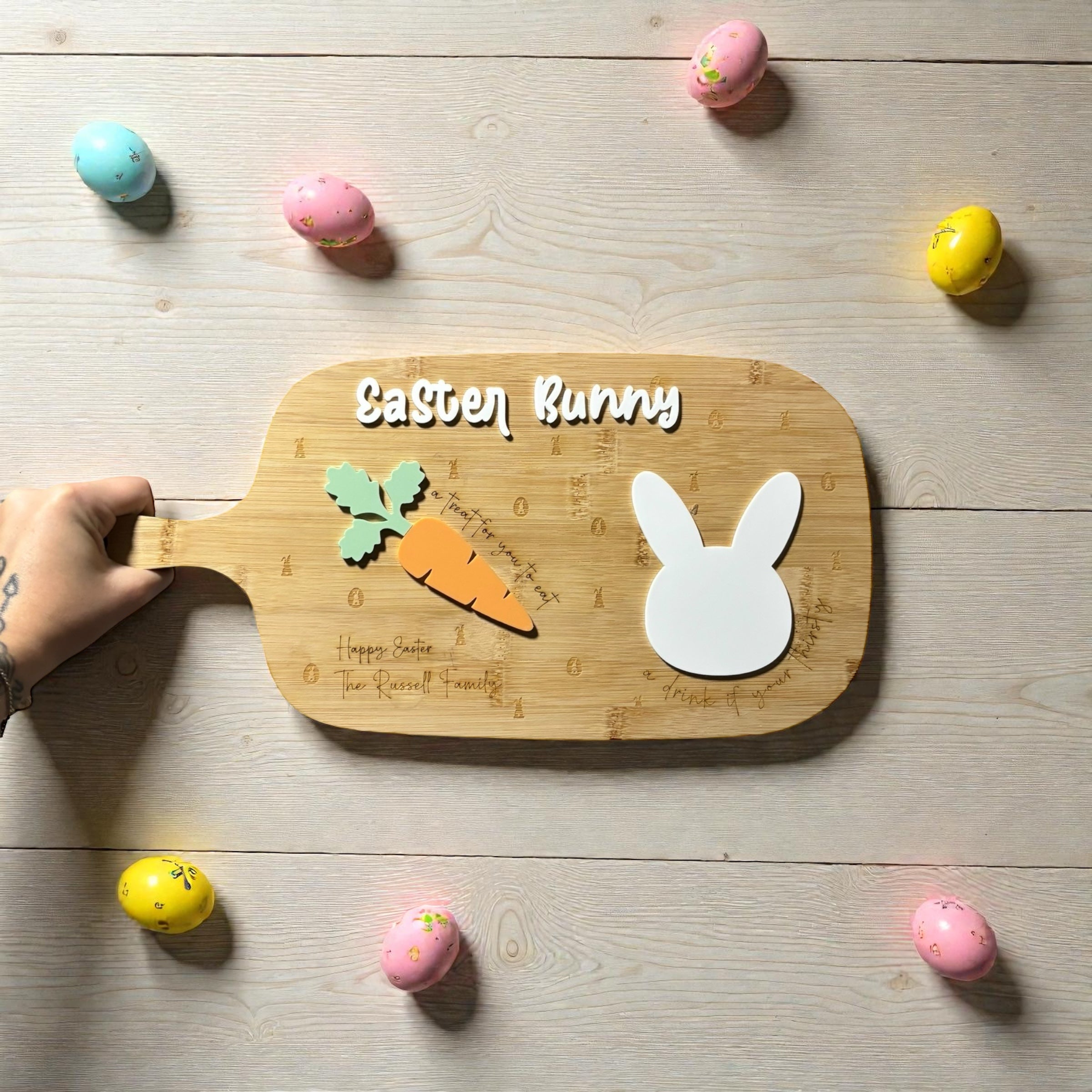 Personalised Easter Carrot and Bunny Board