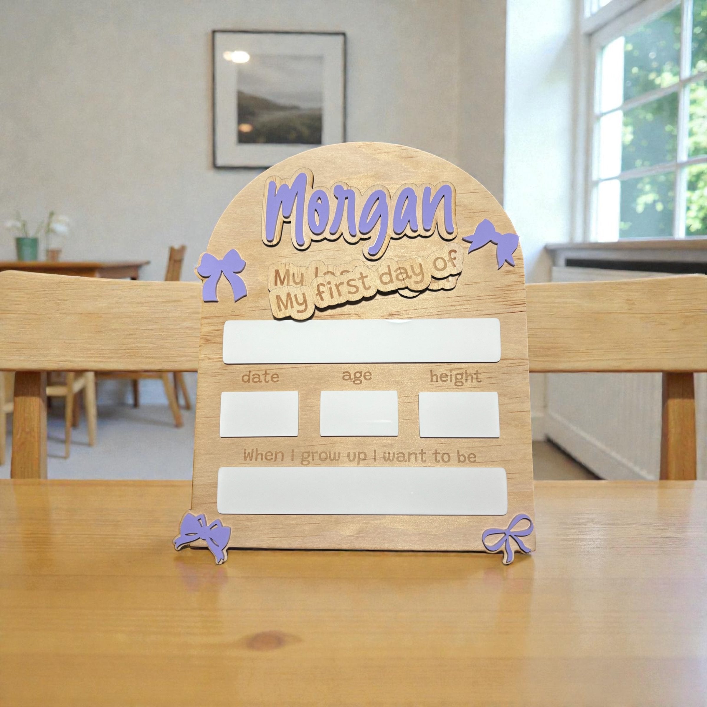 Personalised Bows First Day School Board