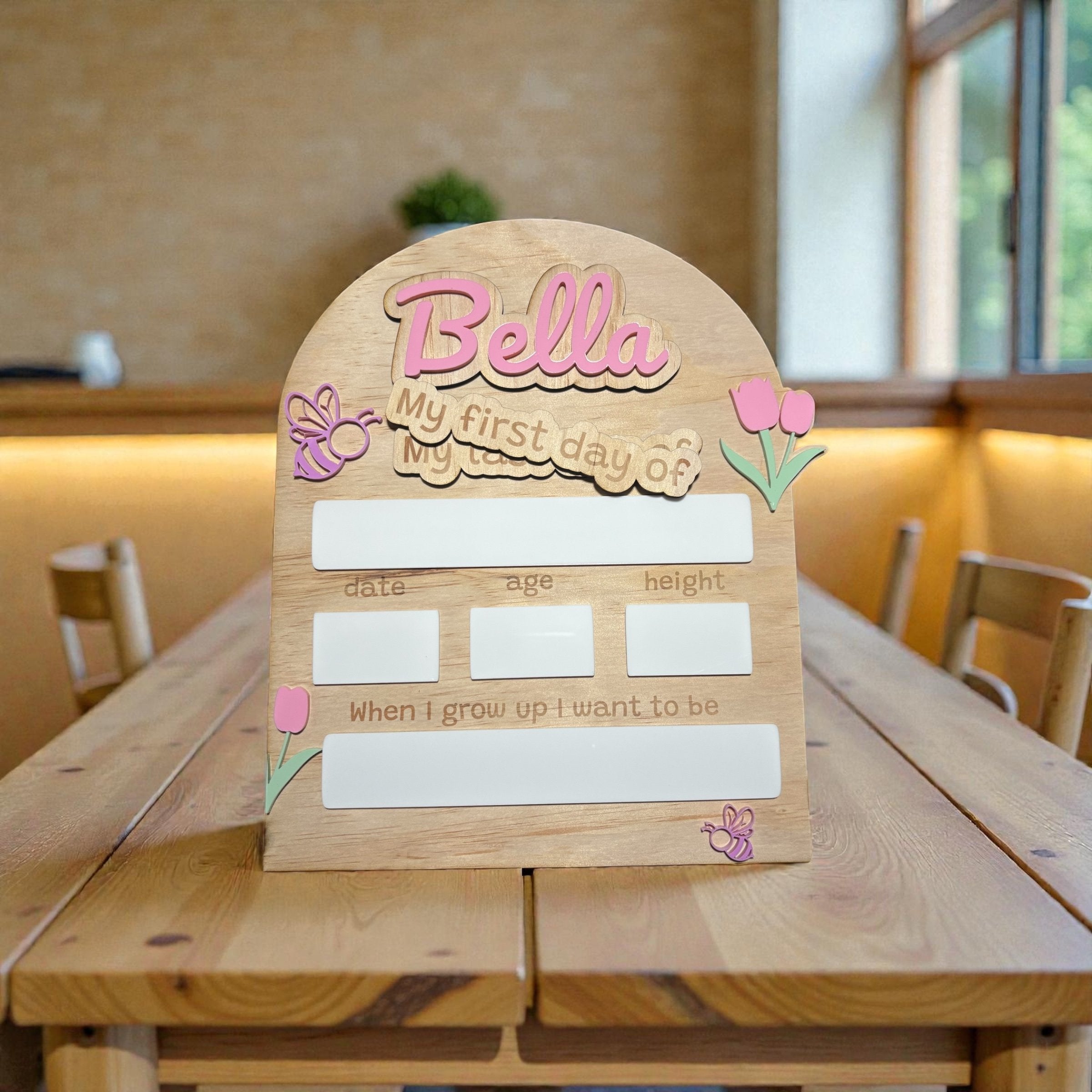 Personalised Tulips First Day School Board