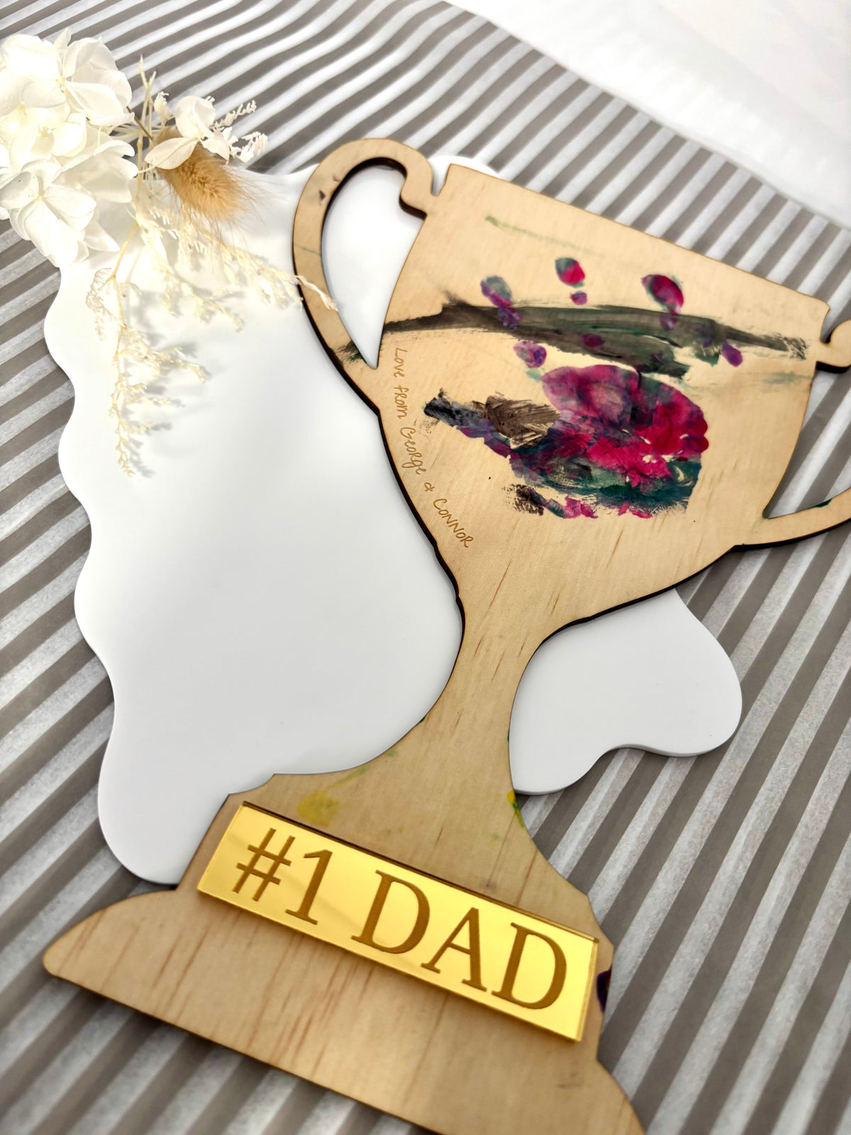 #1 Dad Wooden Trophy Keepsake