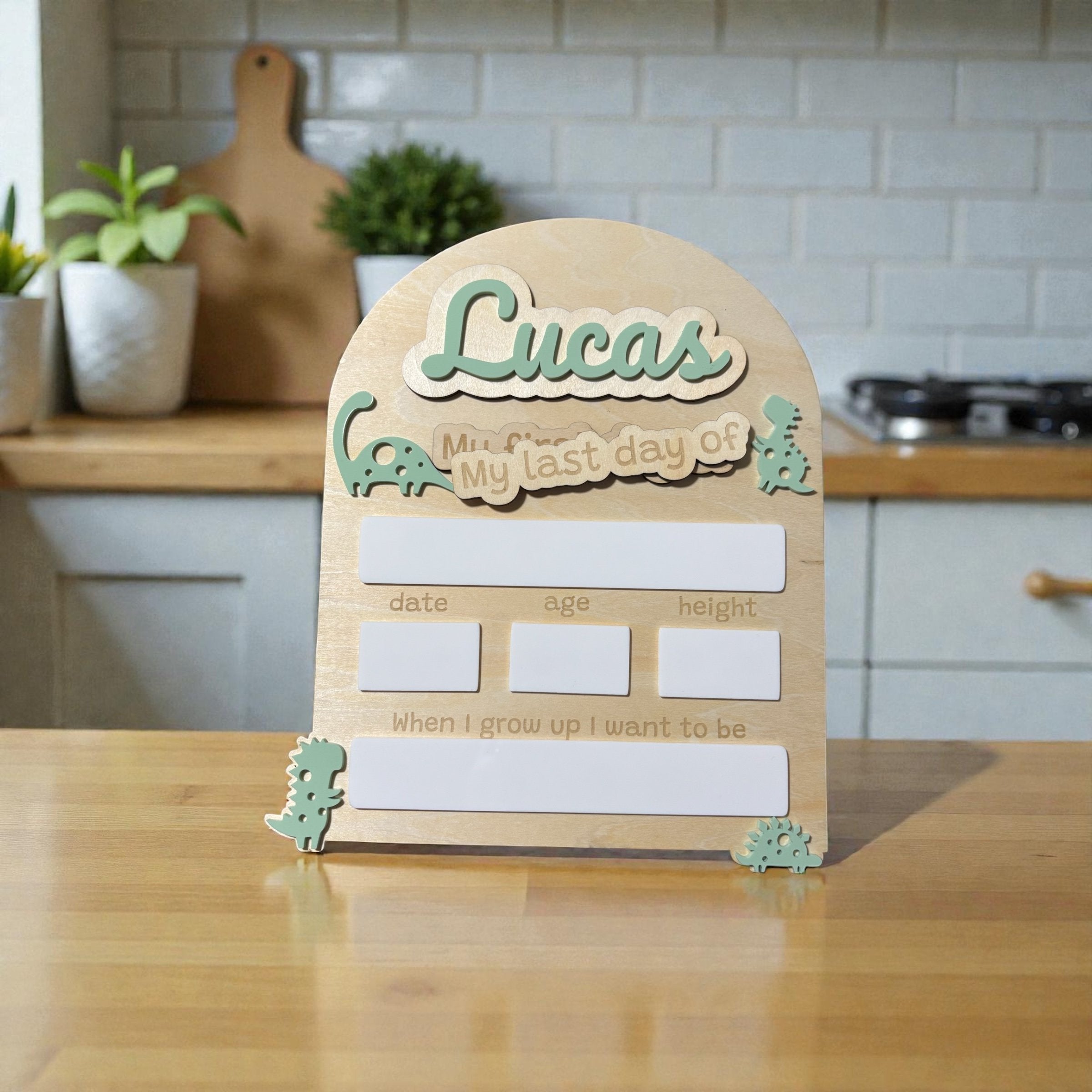 Personalised Dinos First Day School Board