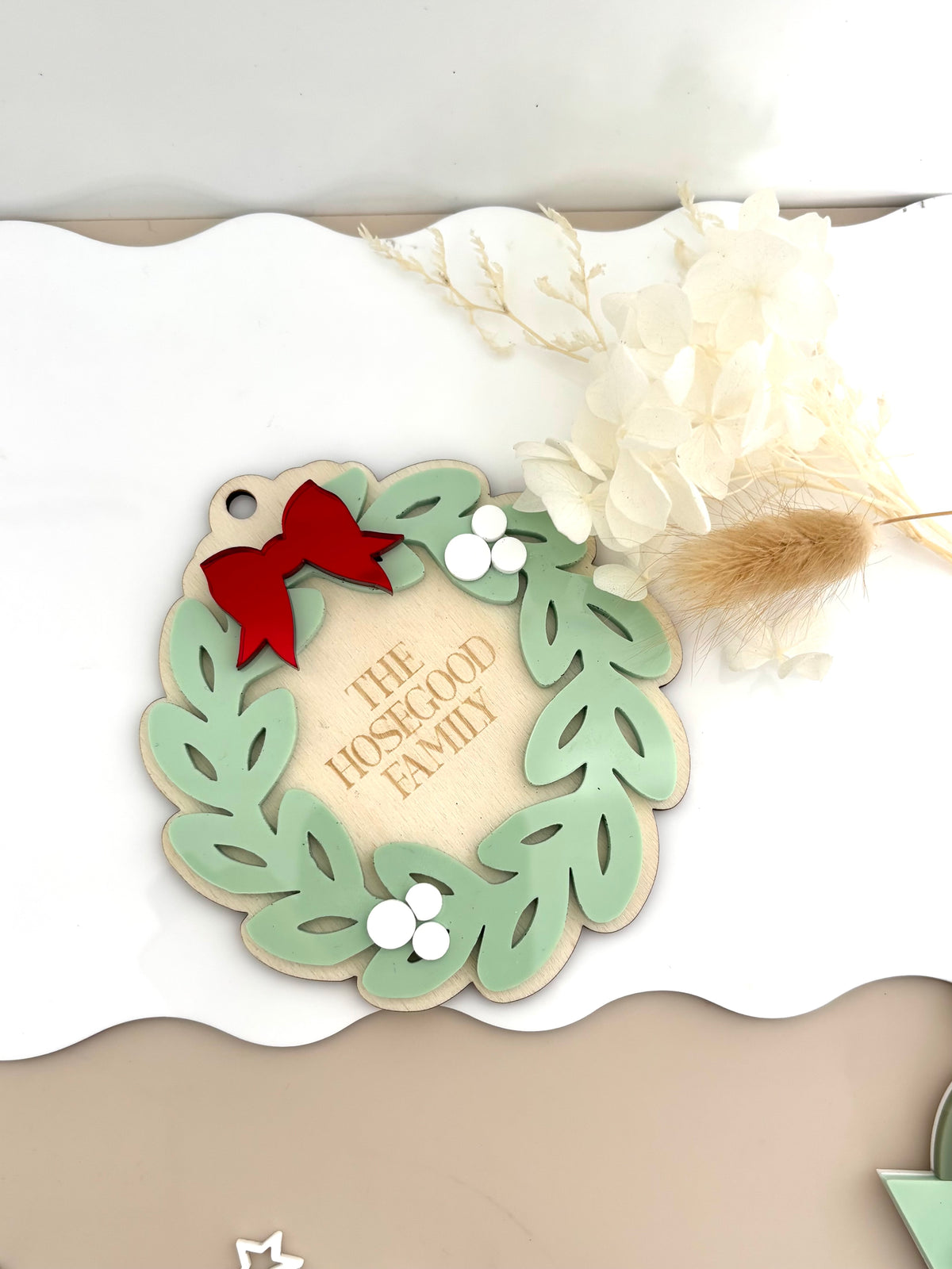 Personalised Family Name Christmas Wreath Ornament
