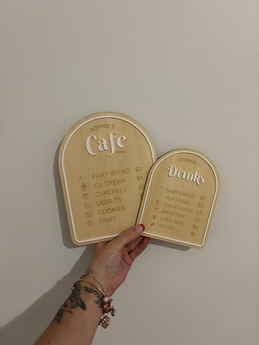 Engraved Wooden Cubby House Menus