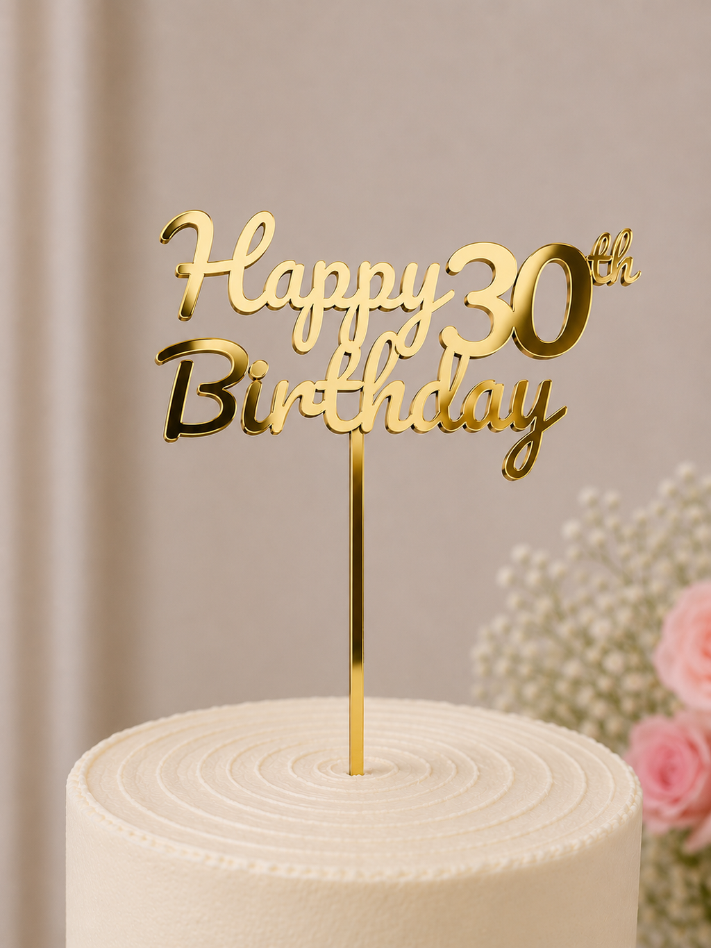 Elegant Gold Birthday Cake Topper