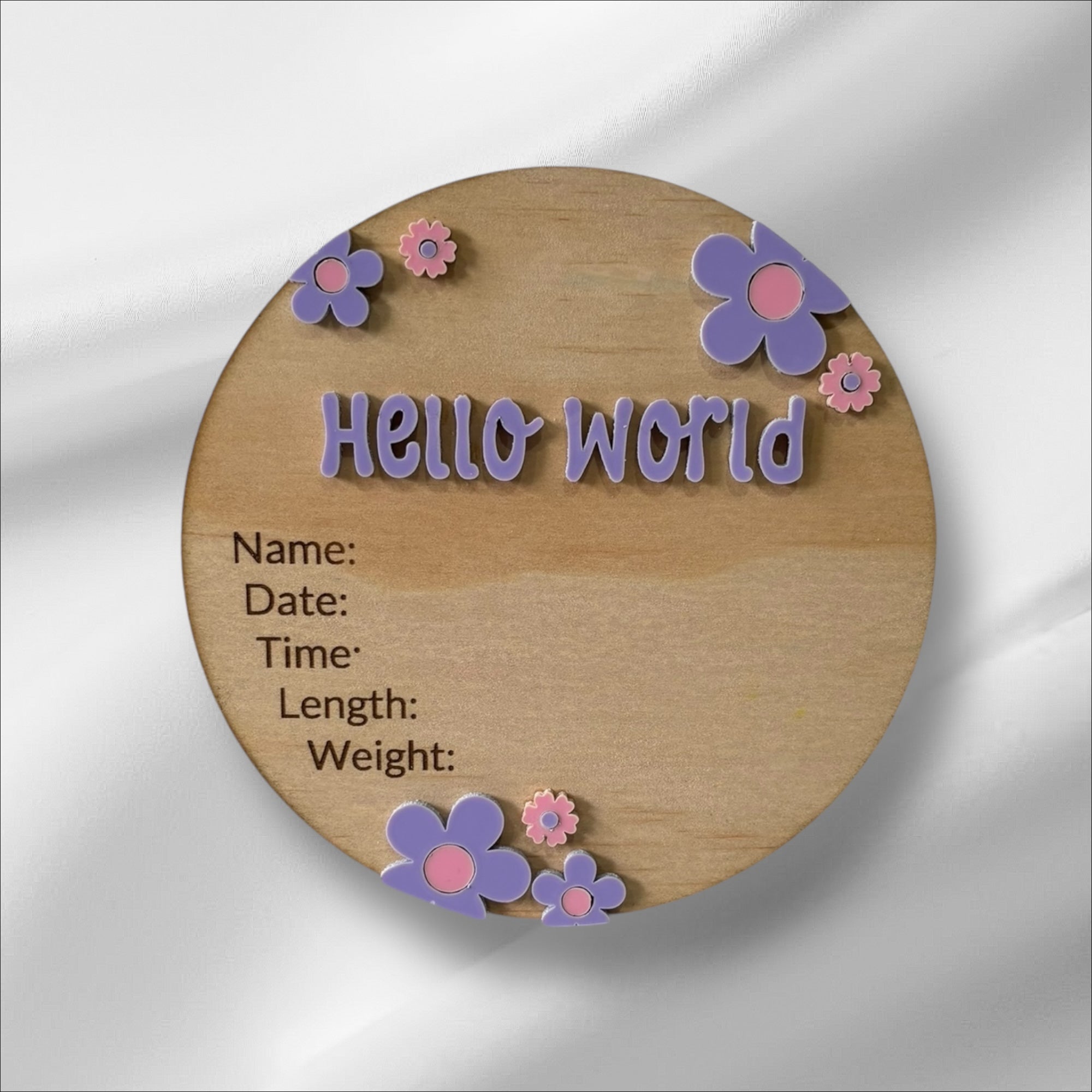 Flower Power Birth Details Plaque
