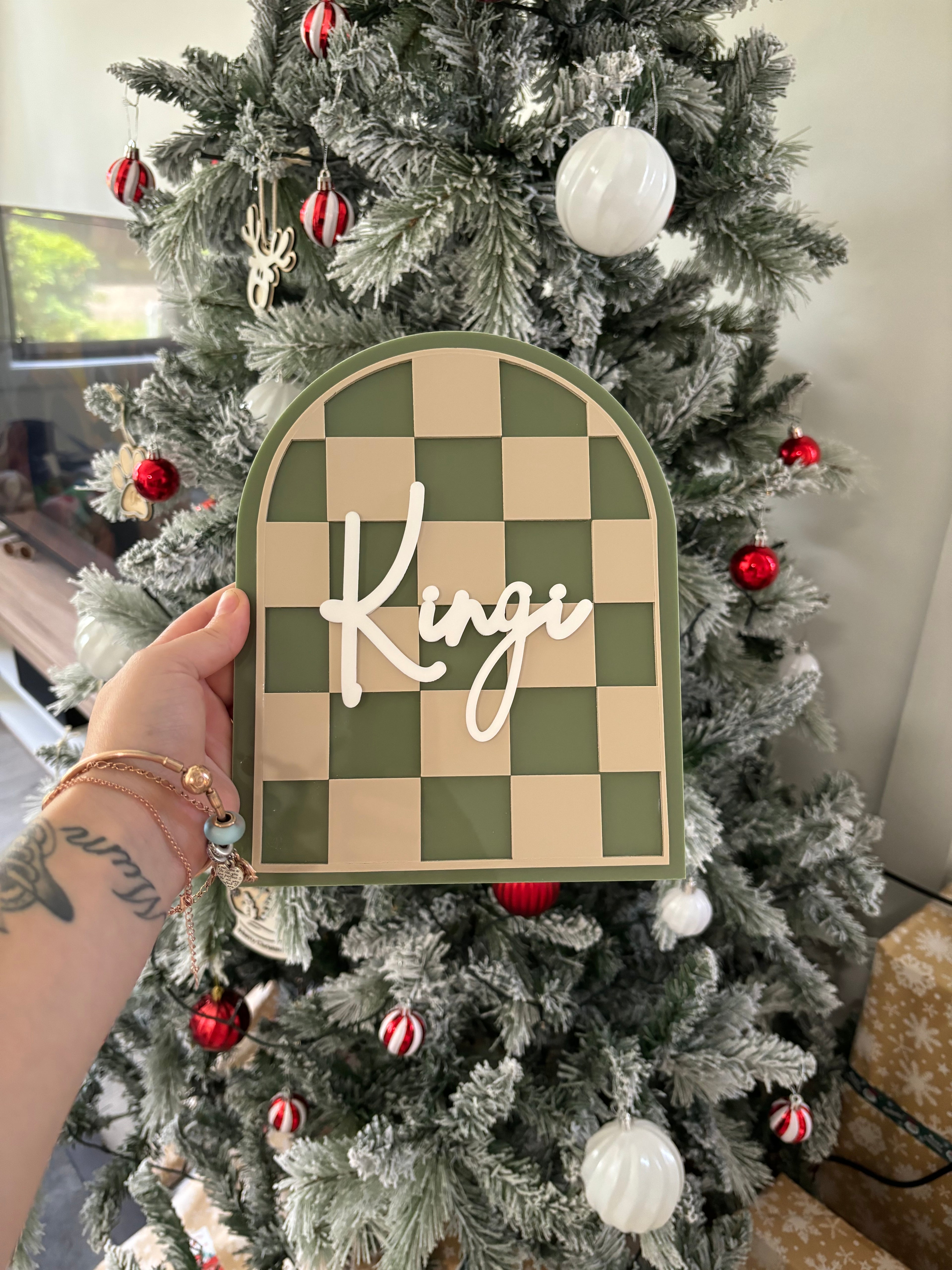 Custom Checkers Name Plaque