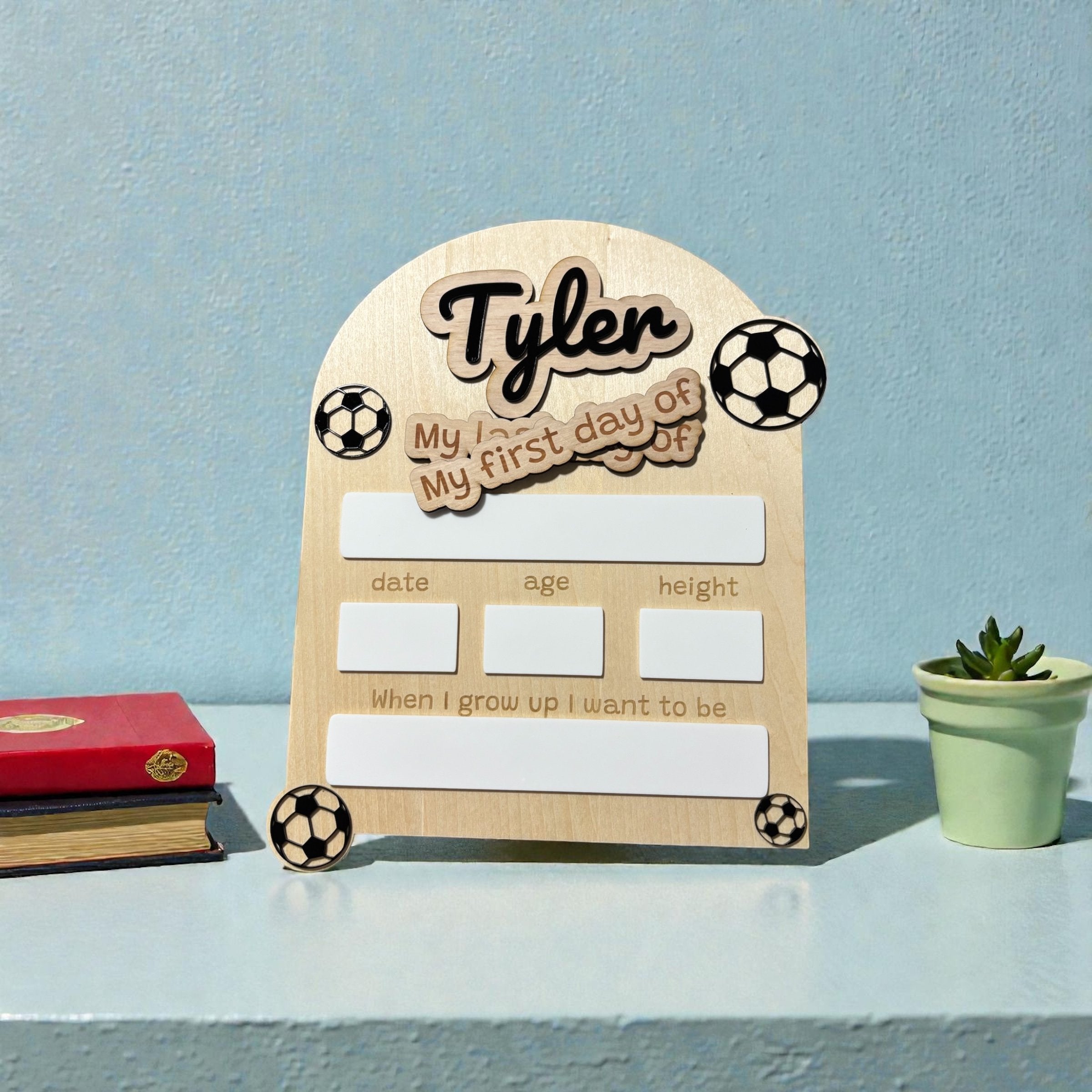 Personalised Soccer First Day School Board
