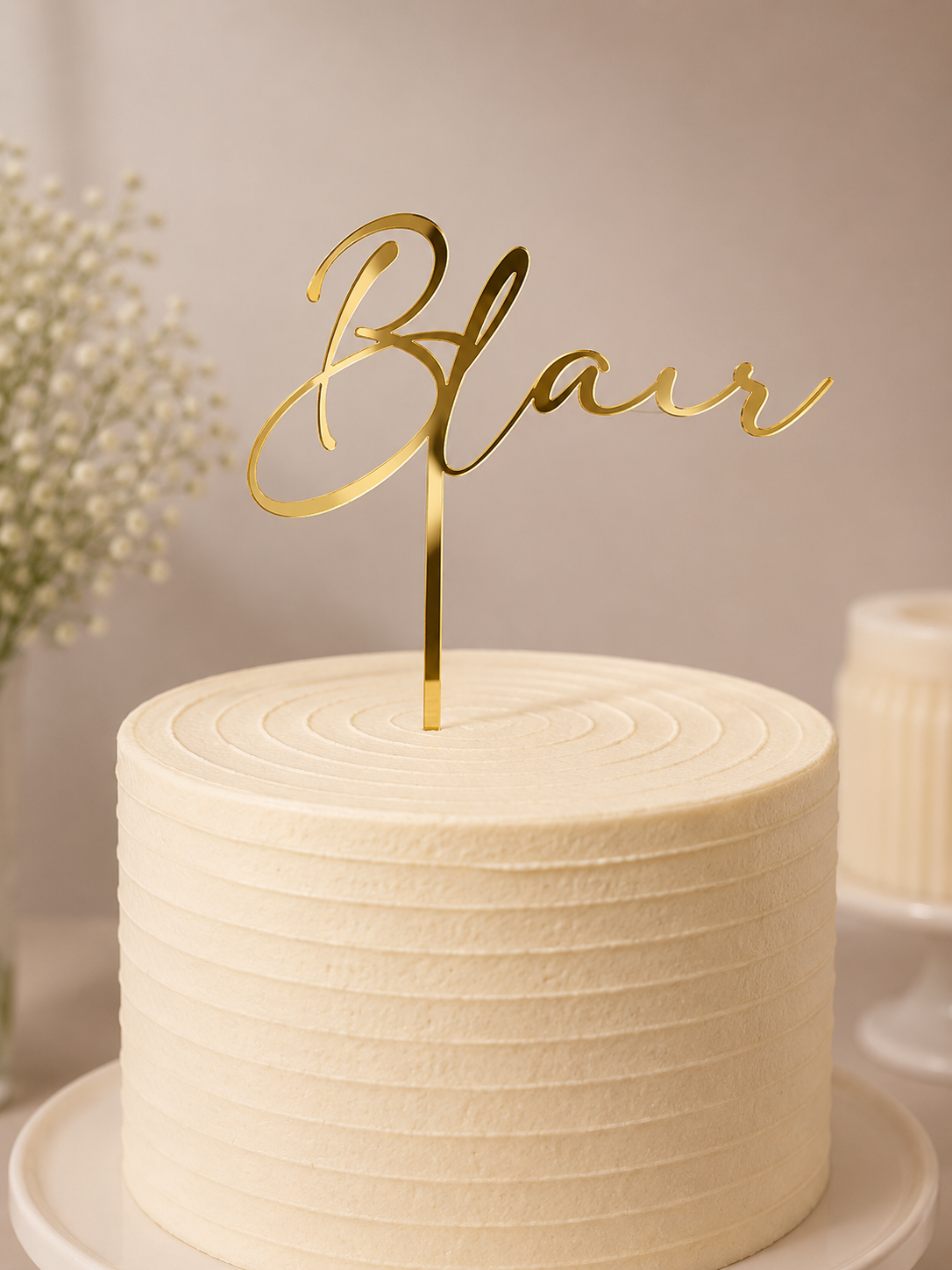 Elegant Gold Birthday Cake Topper