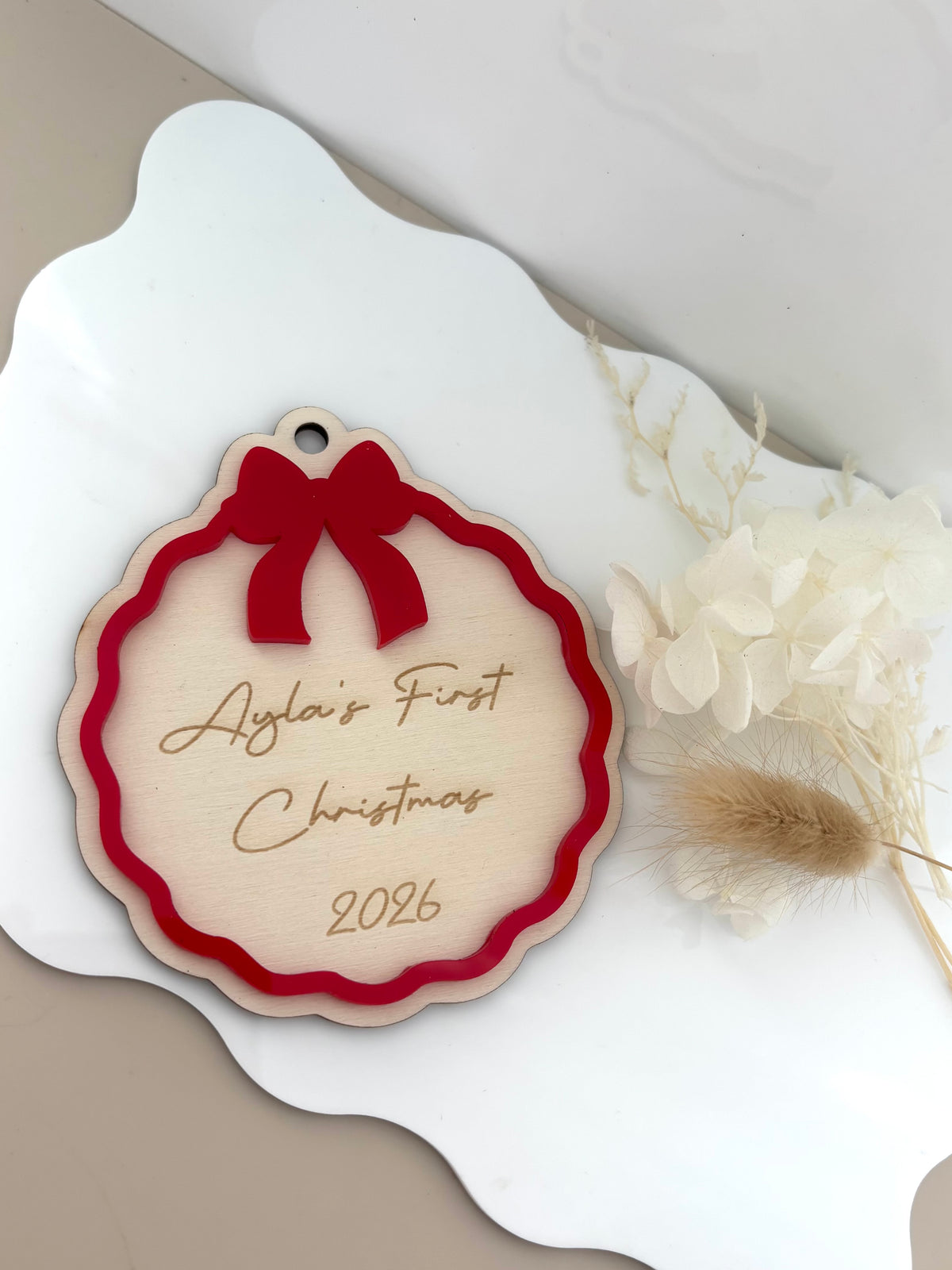 Personalised First Christmas Ornament Bow
