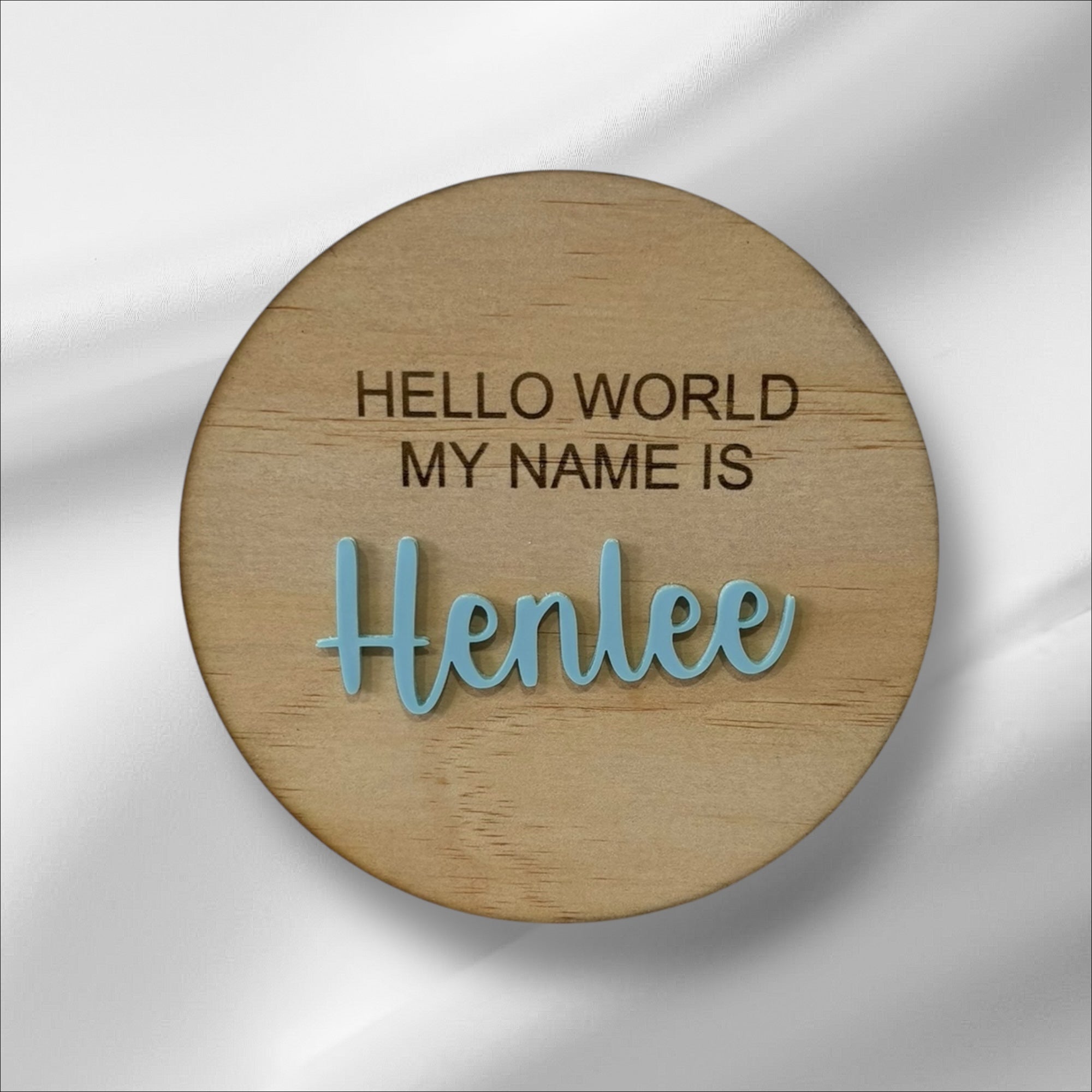 Personalised 'Hello World' Baby Name Plaque