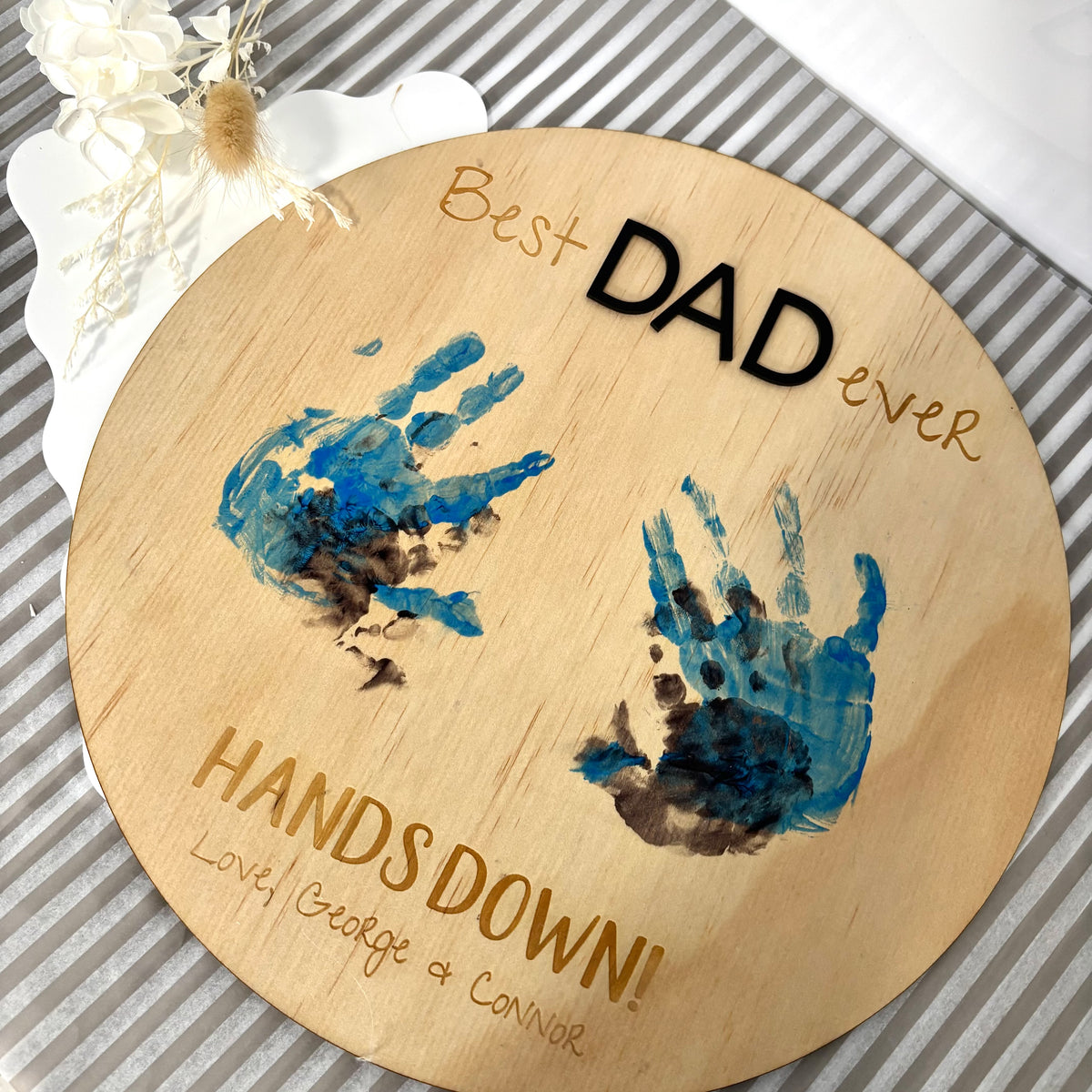 Best Dad Ever DIY Handprint Plaque