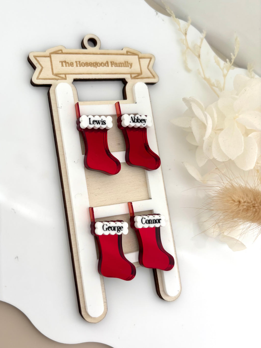 Personalised Family Stocking Ladder Ornament