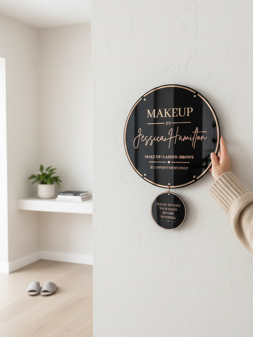 Personalised Round Business Sign with Hanging Door Plaque