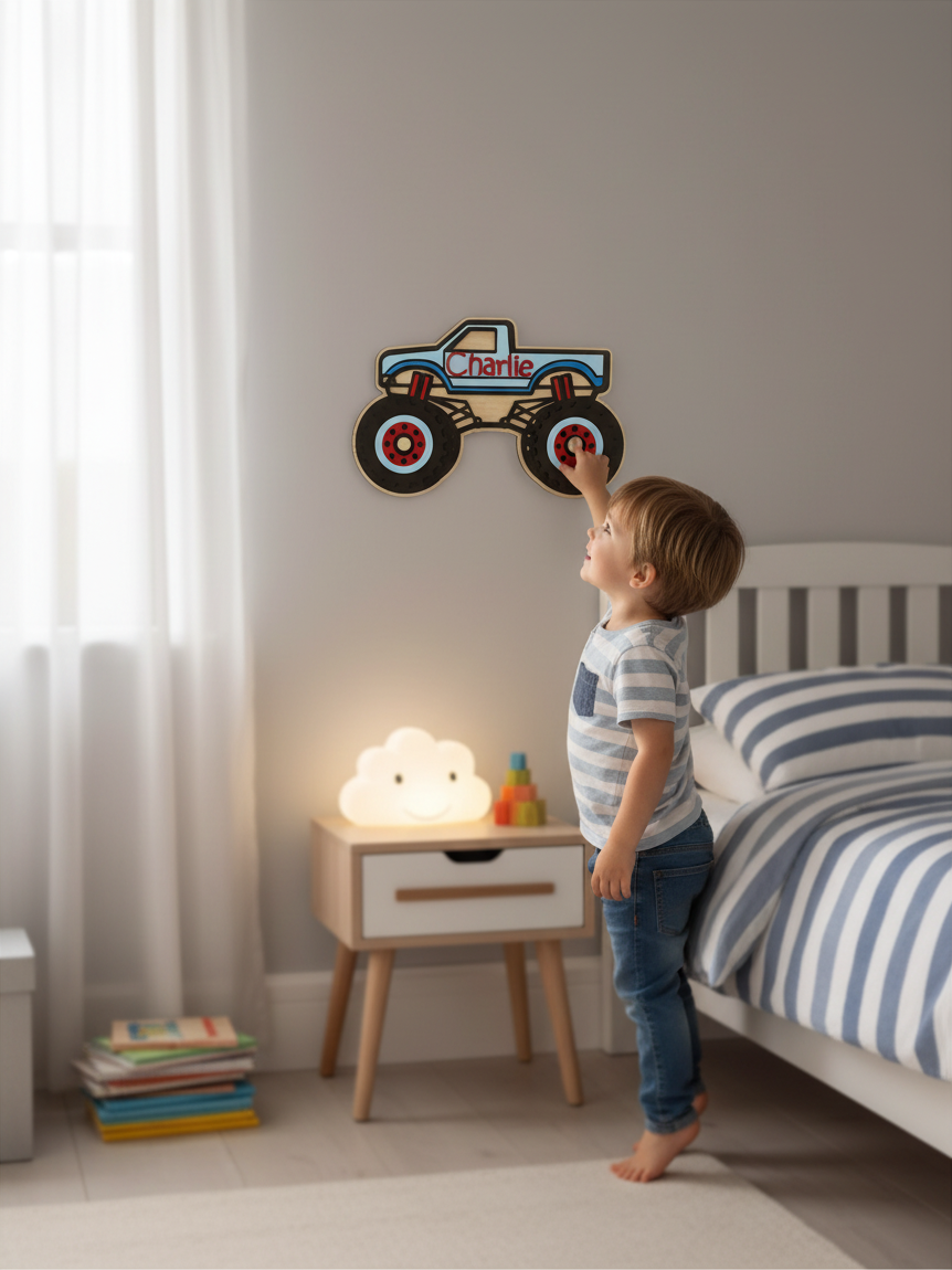 Personalised Wooden Monster Truck Sign