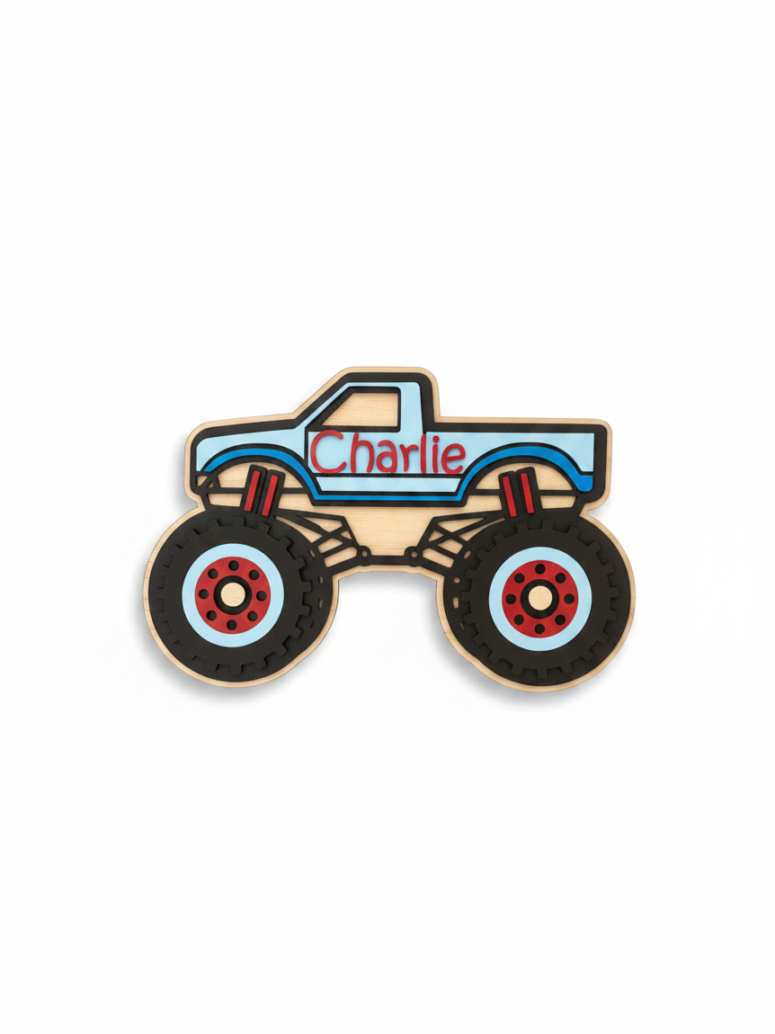 Personalised Wooden Monster Truck Sign